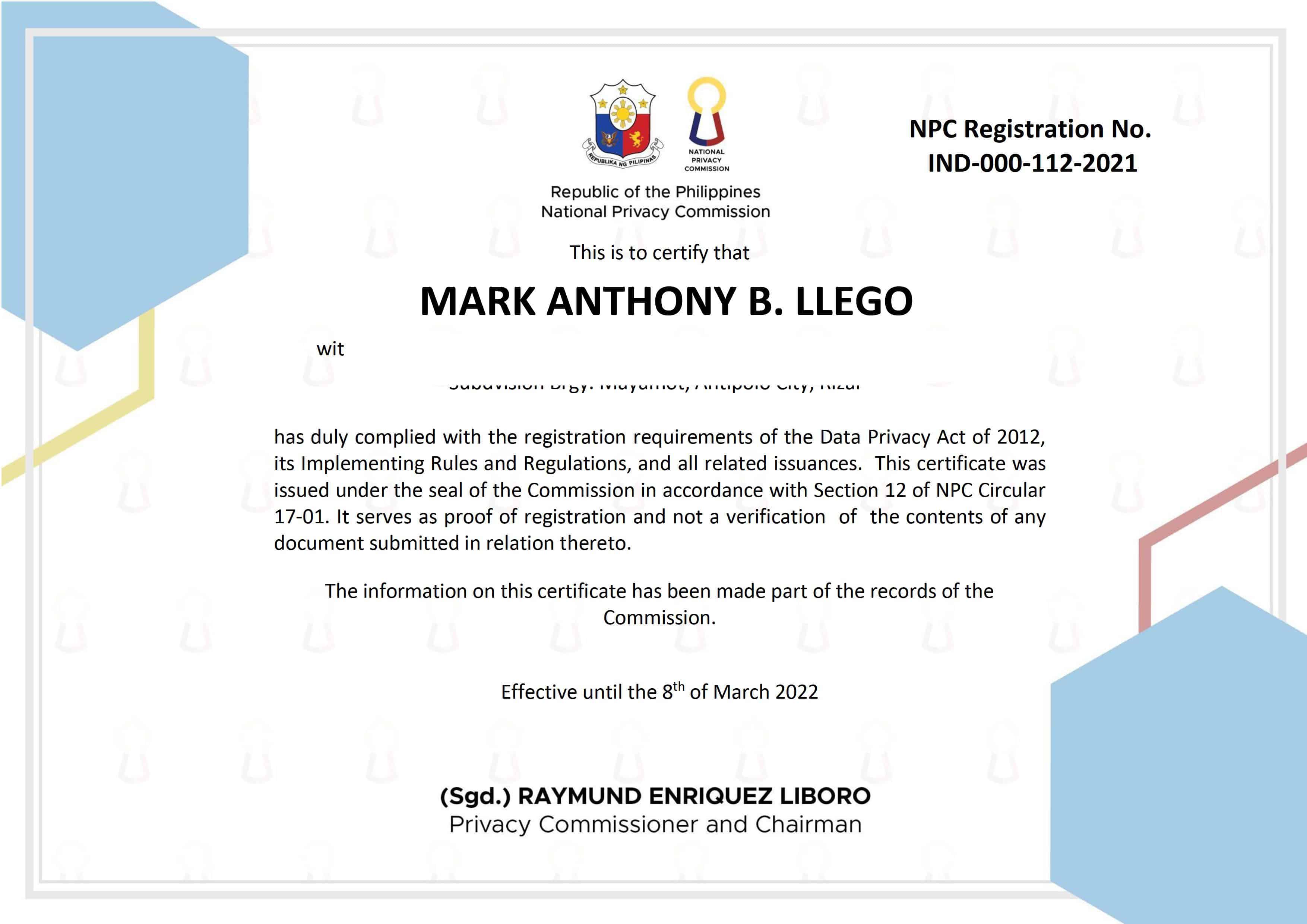 NPC Certificate