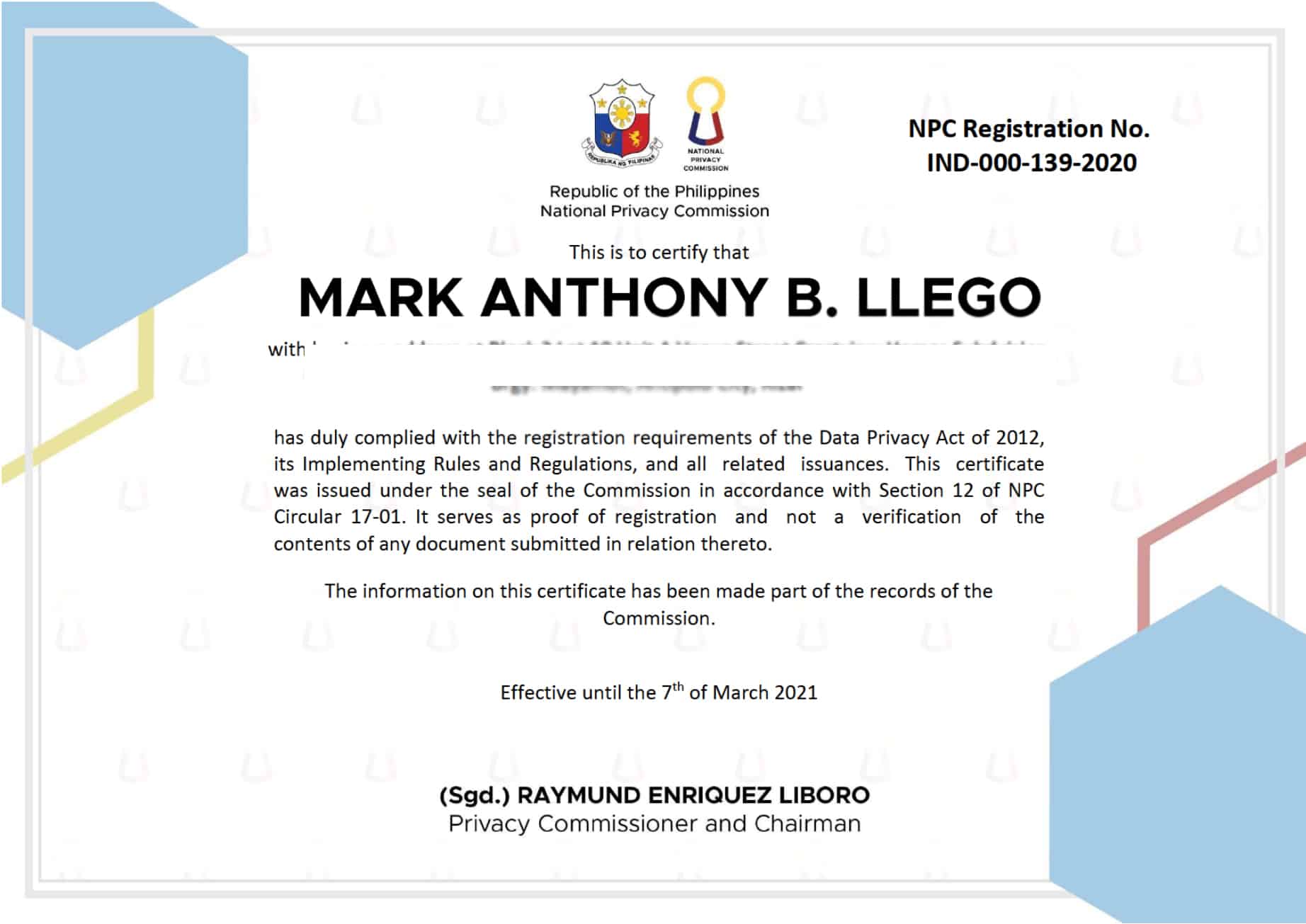 NPC Certificate